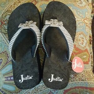 Brand new Justin Flip Flops